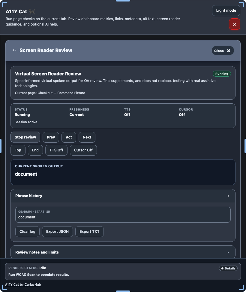 Virtual screen reader proof state