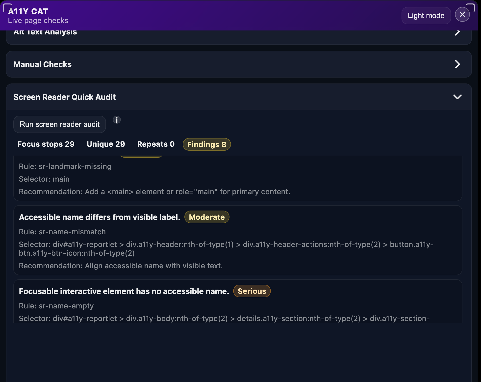 Launch-era manual checks